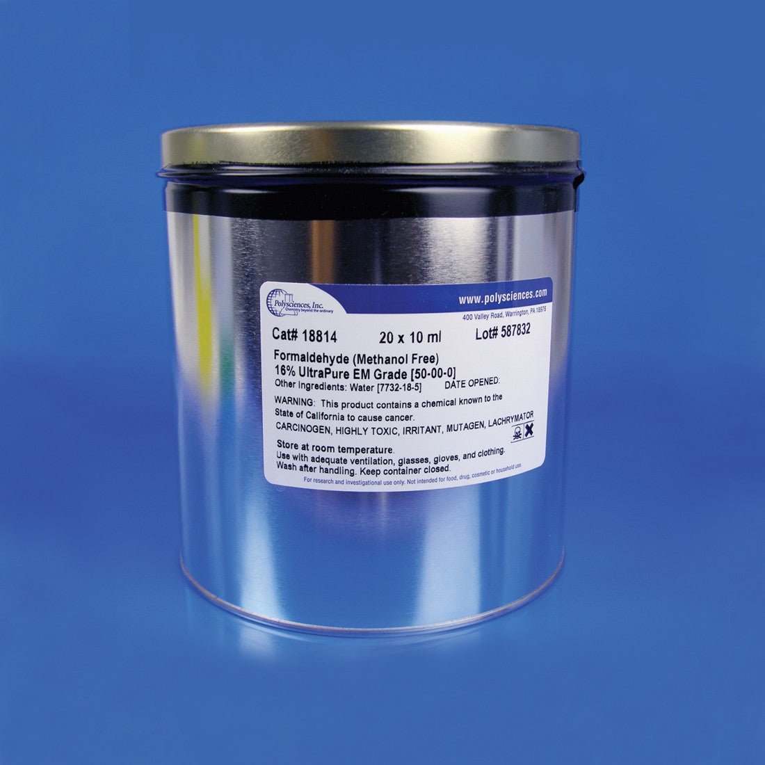 Formaldehyde, 16%, methanol free, Ultra Pure - Polysciences