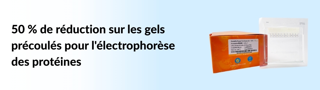 50% de réduction sur les gels précoulés - prix compétitifs pour une électrophorèse